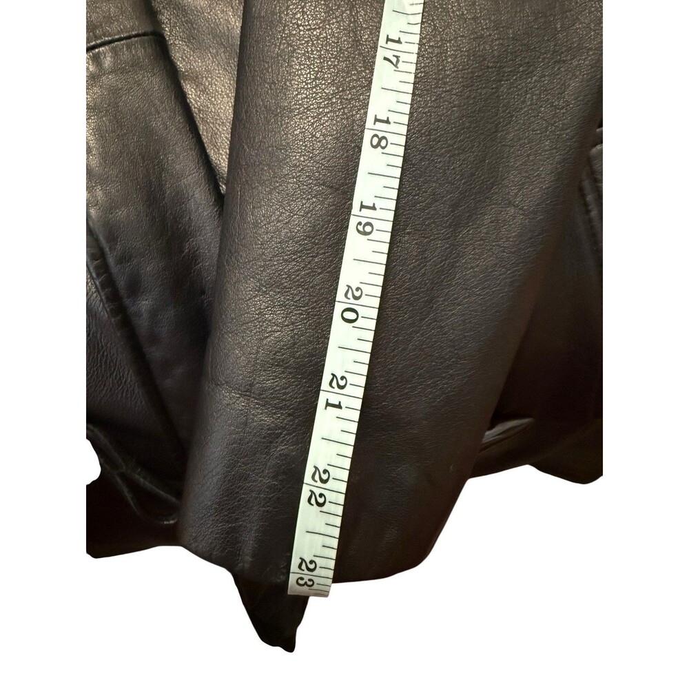 Vintage Wilsons Leather Maxima Black Leather Faux Fur Hood Toggle Coat M - Picture 15 of 16